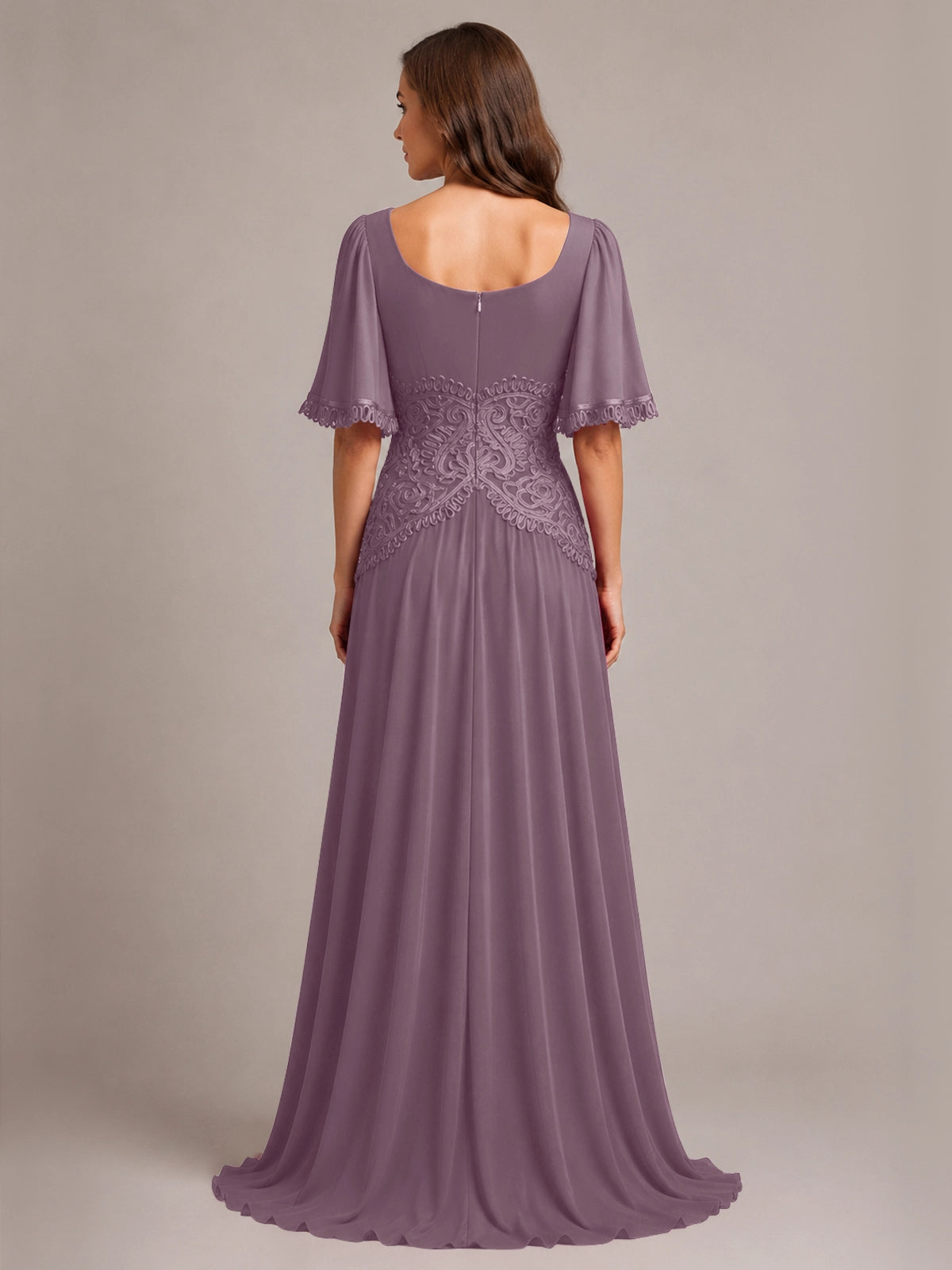 Cowl Neck Mother of the Bride Dress with Applique 