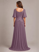 Cowl Neck Mother of the Bride Dress with Applique 