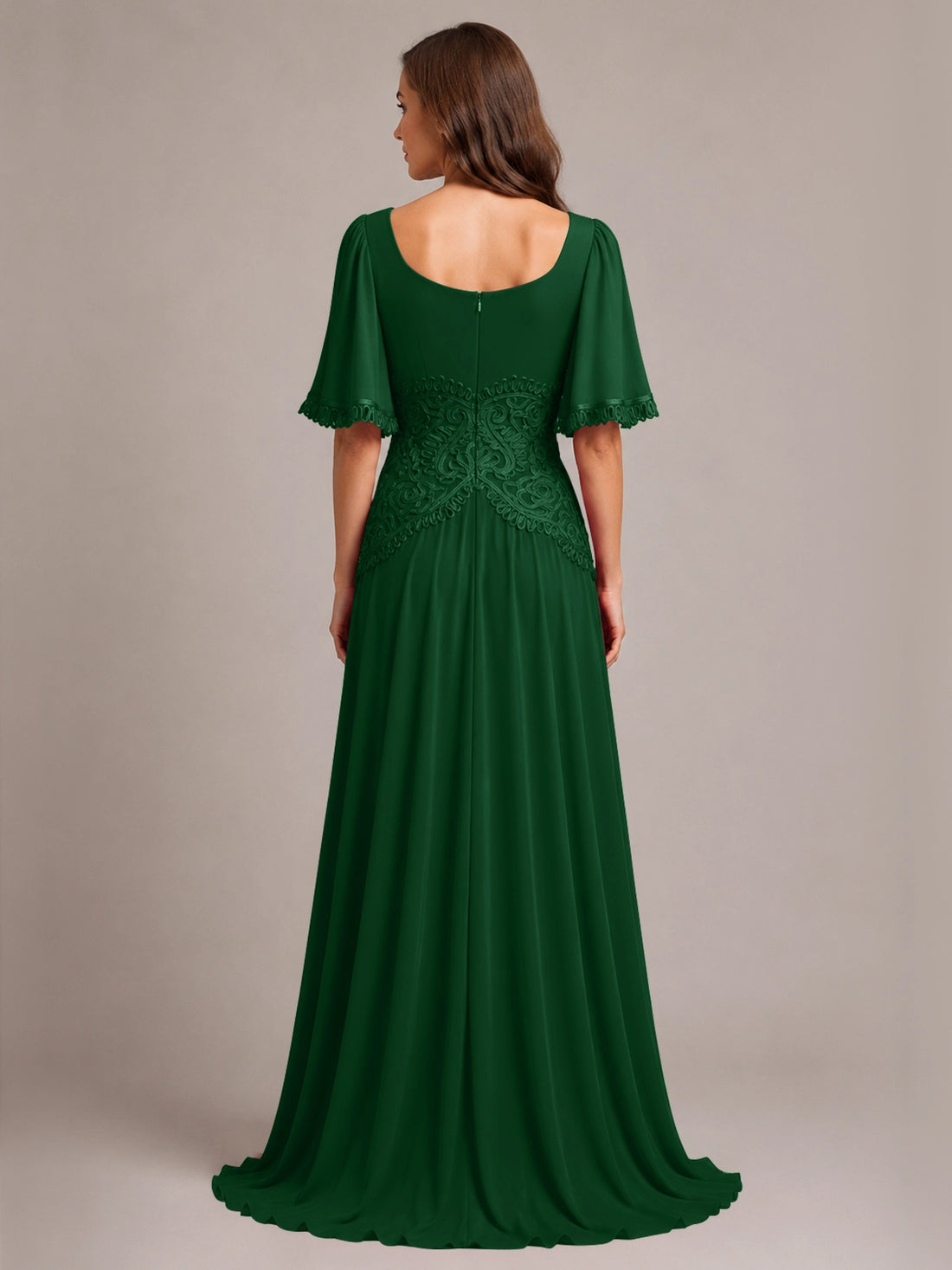 Cowl Neck Mother of the Bride Dress with Applique 