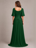 Cowl Neck Mother of the Bride Dress with Applique 