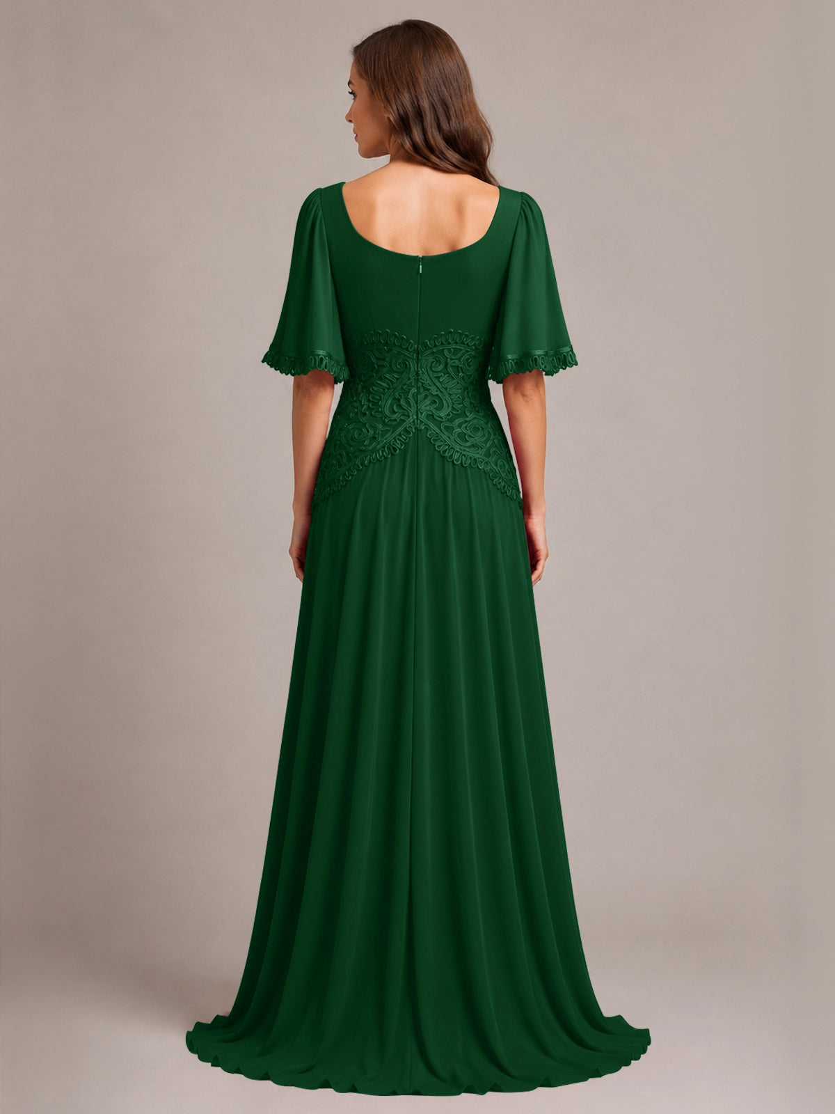 Cowl Neck Mother of the Bride Dress with Applique 