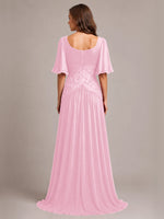 Cowl Neck Mother of the Bride Dress with Applique 