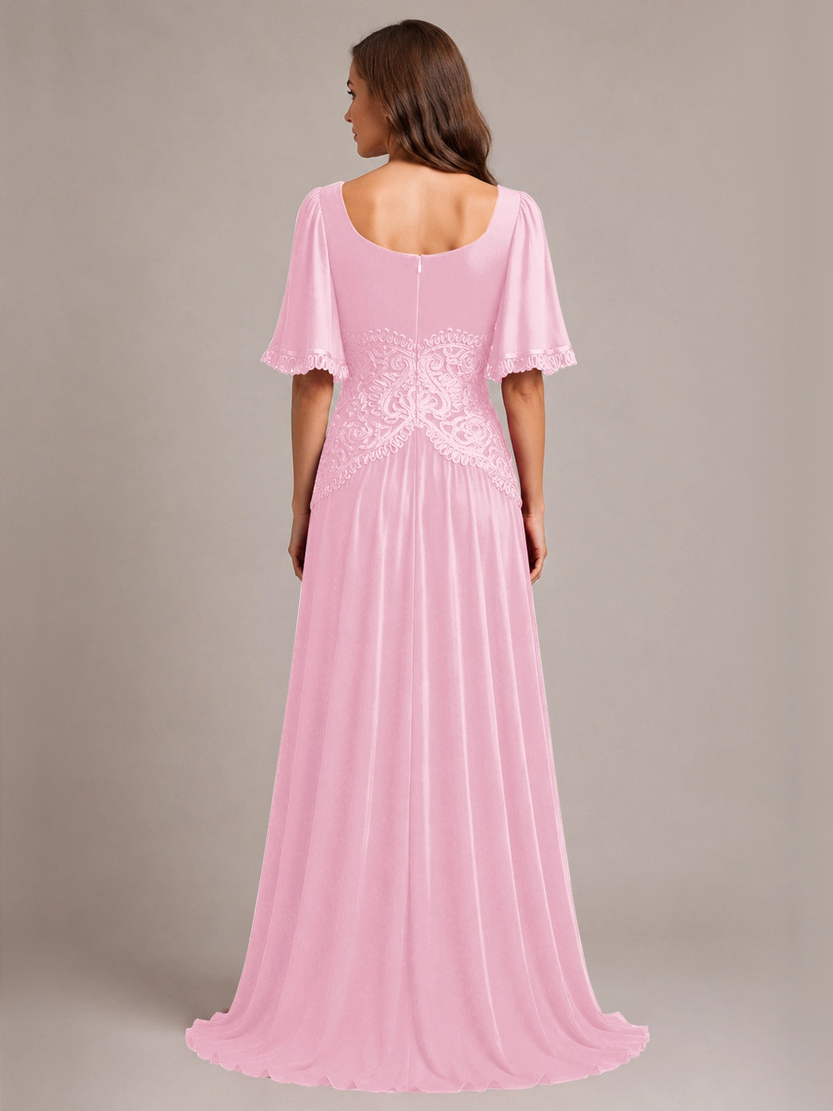 Cowl Neck Mother of the Bride Dress with Applique 