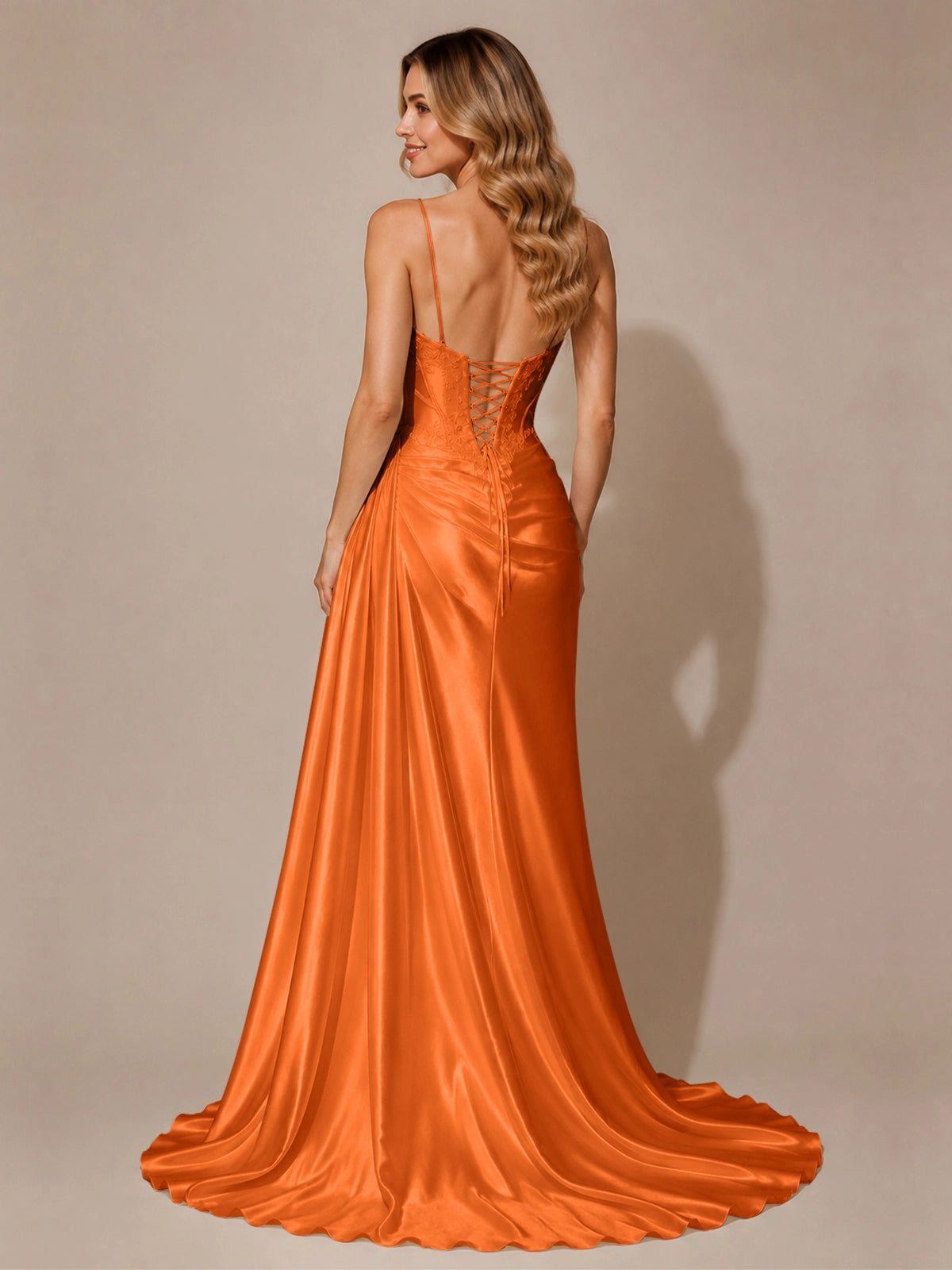 Silk-like Prom Dress with Appliques