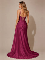 Silk-like Prom Dress with Appliques