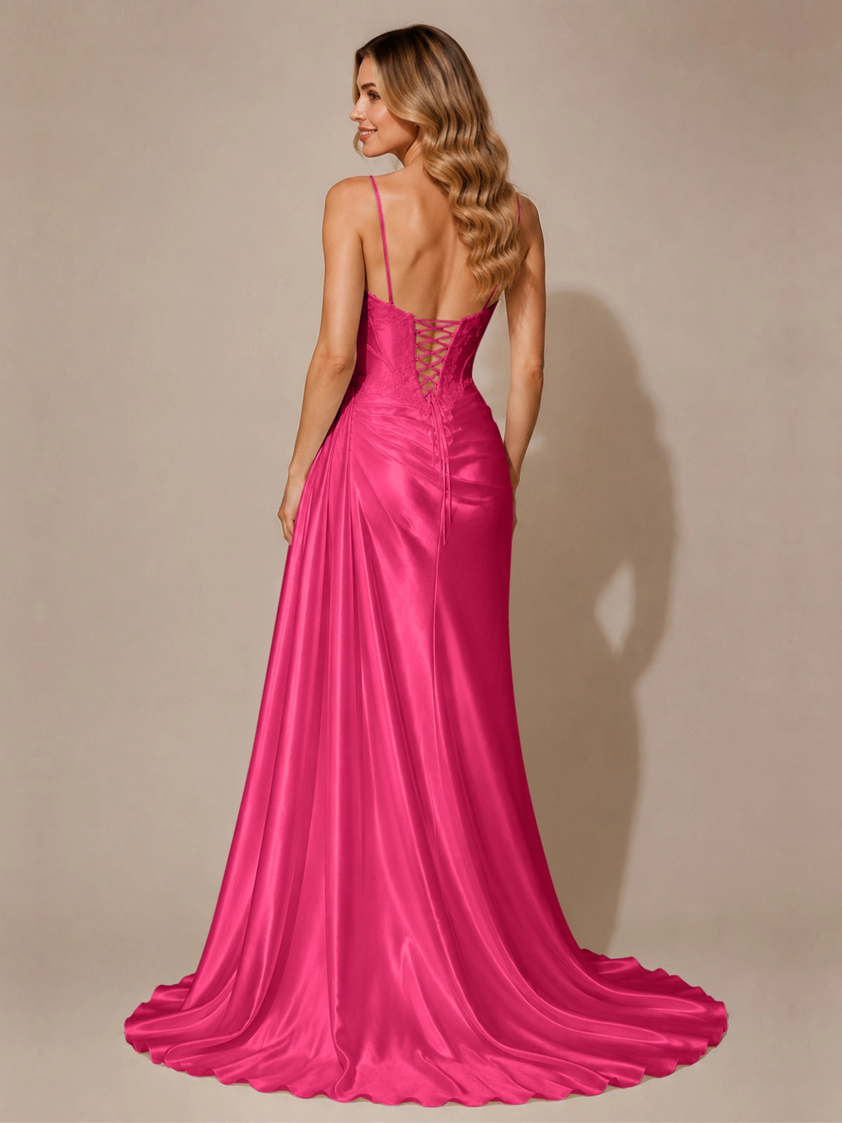 Silk-like Prom Dress with Appliques