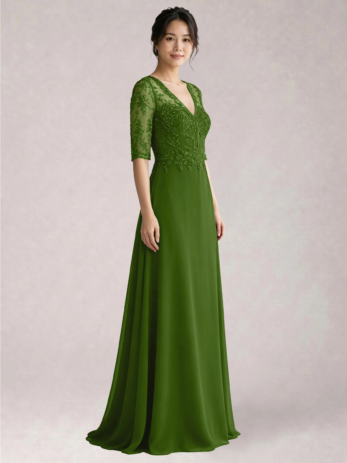 Lace Mother of the Bride Dress with Half Sleeves