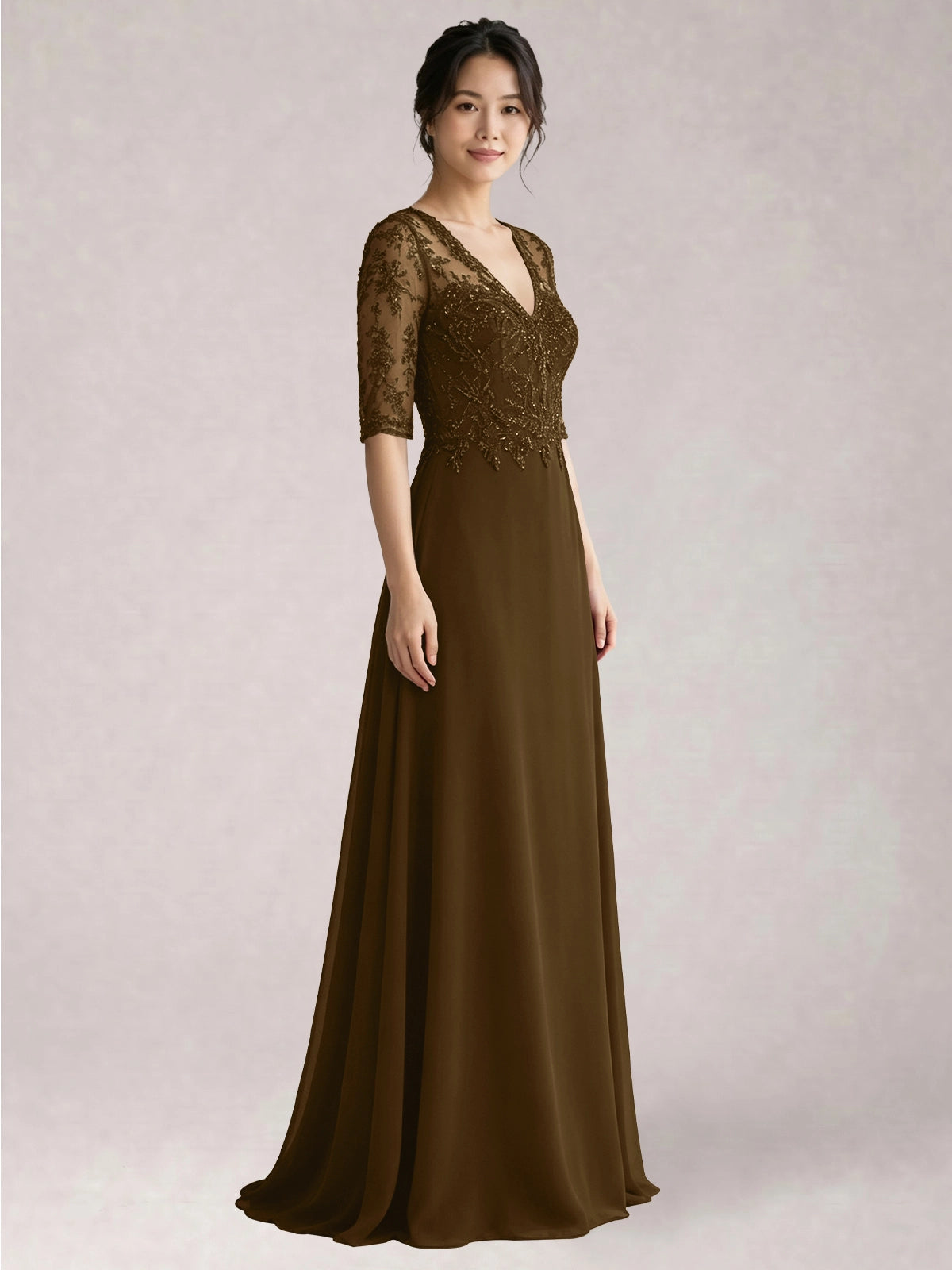 Lace Mother of the Bride Dress with Half Sleeves