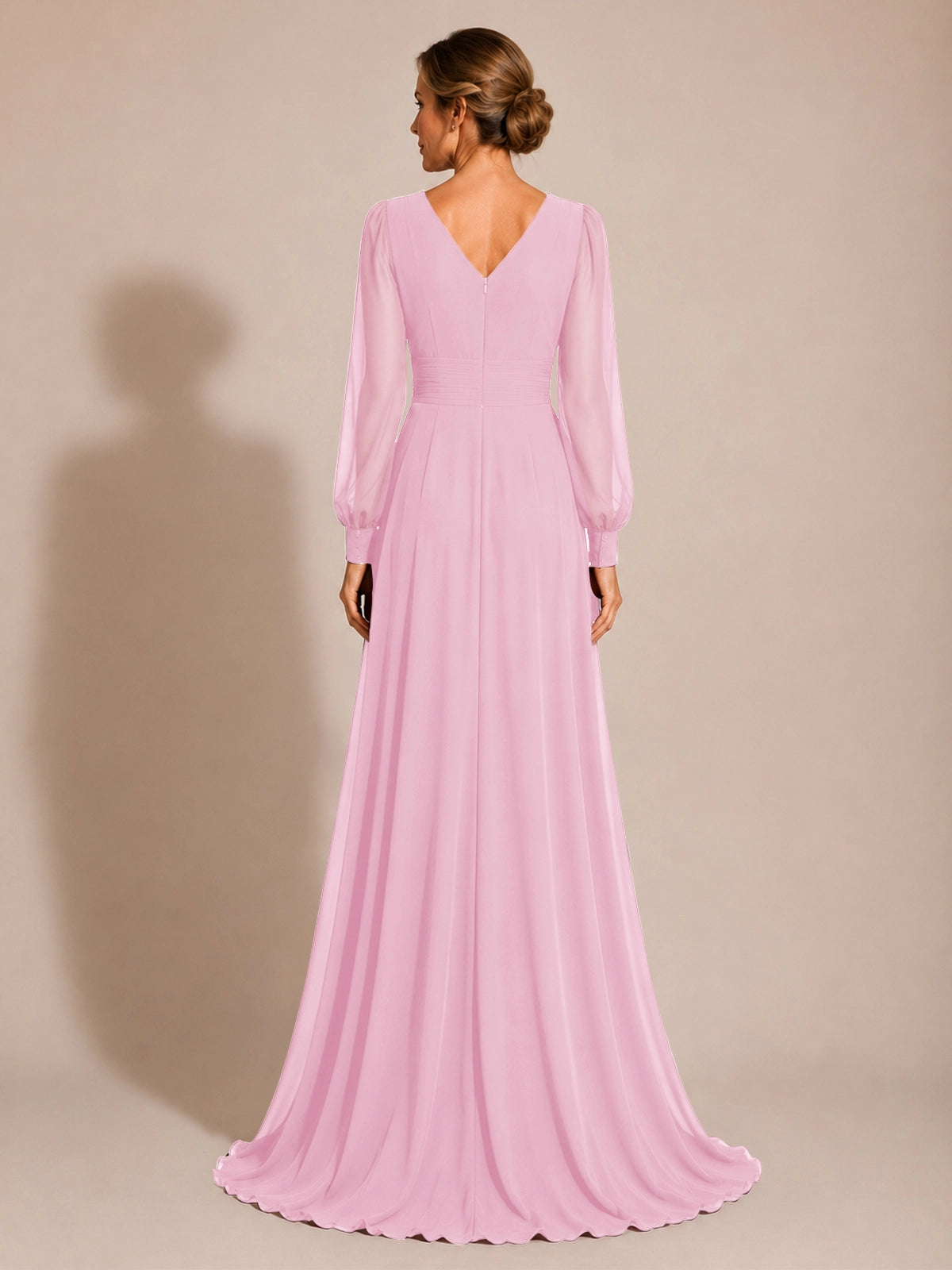 Chiffon Mother of the Bride Dress with Long Sleeves 