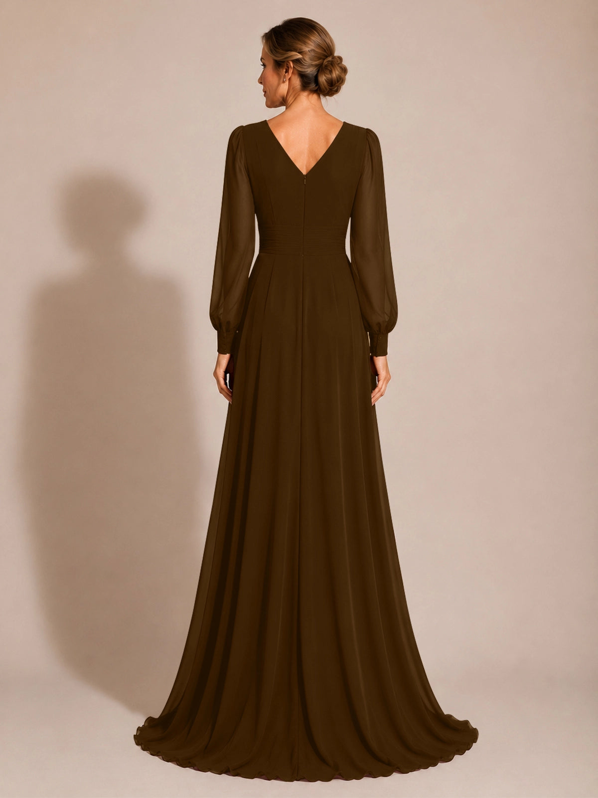 Chiffon Mother of the Bride Dress with Long Sleeves 