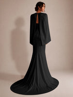 Stretch Satin Wedding Dress with Cape