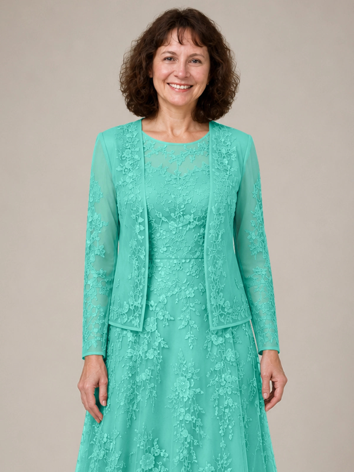A-line Mother of the Bride Dress with Lace 