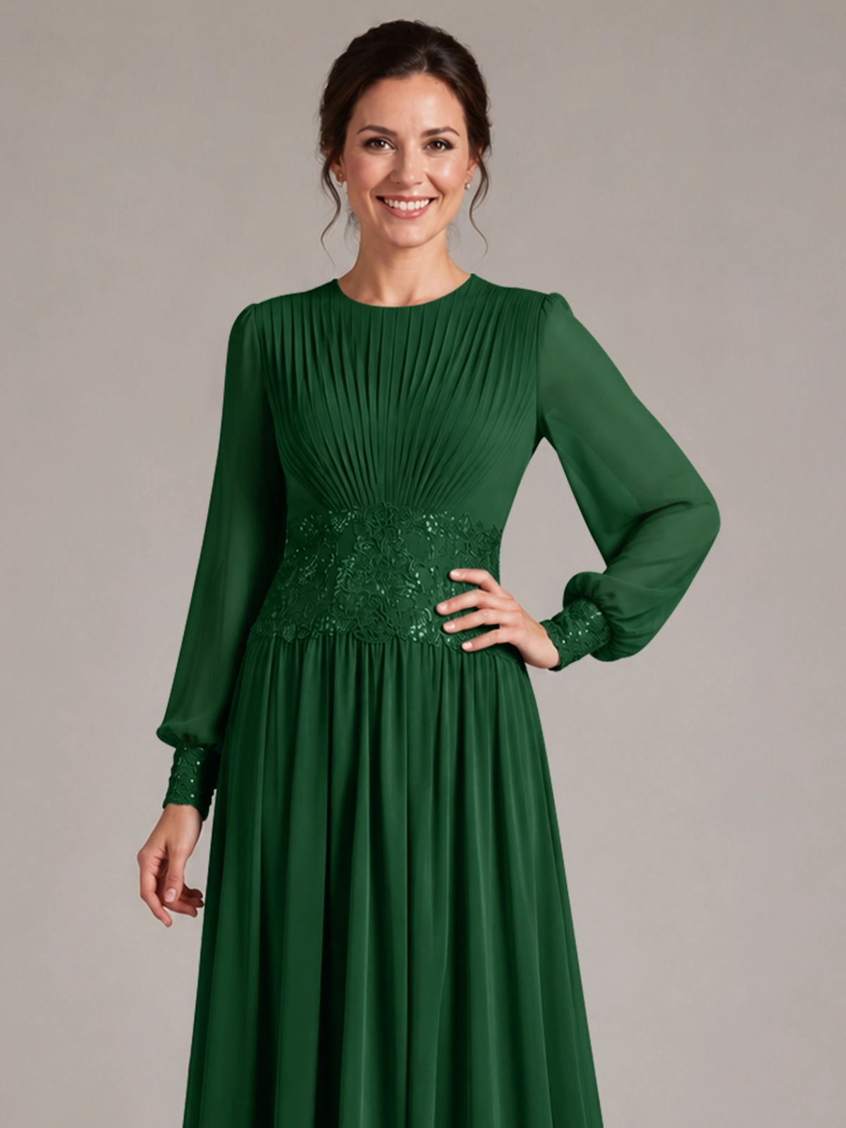 Chiffon Mother of the Bride Dress with Jewel Neckline 