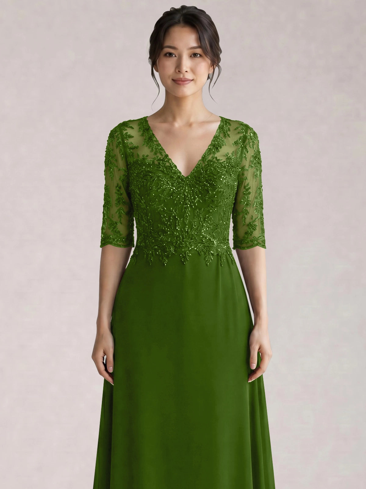 Lace Mother of the Bride Dress with Half Sleeves