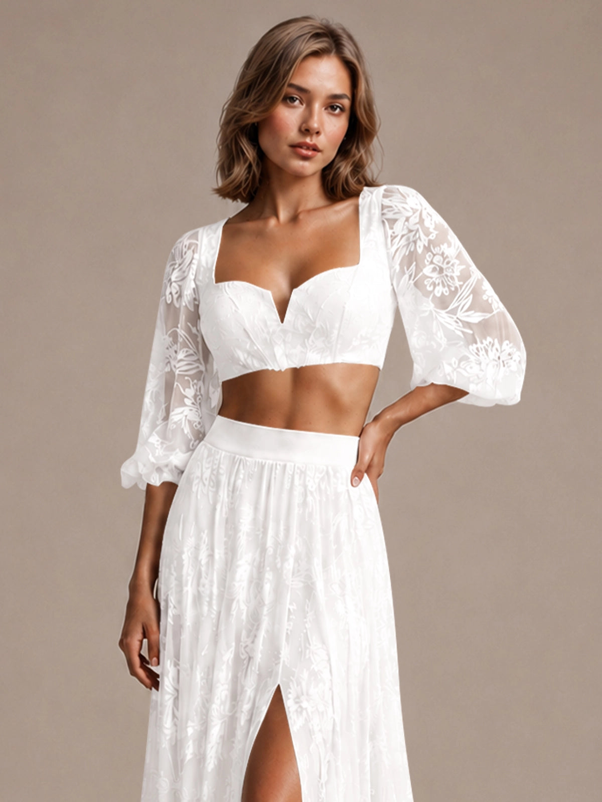Lace Wedding Dress with Slit 