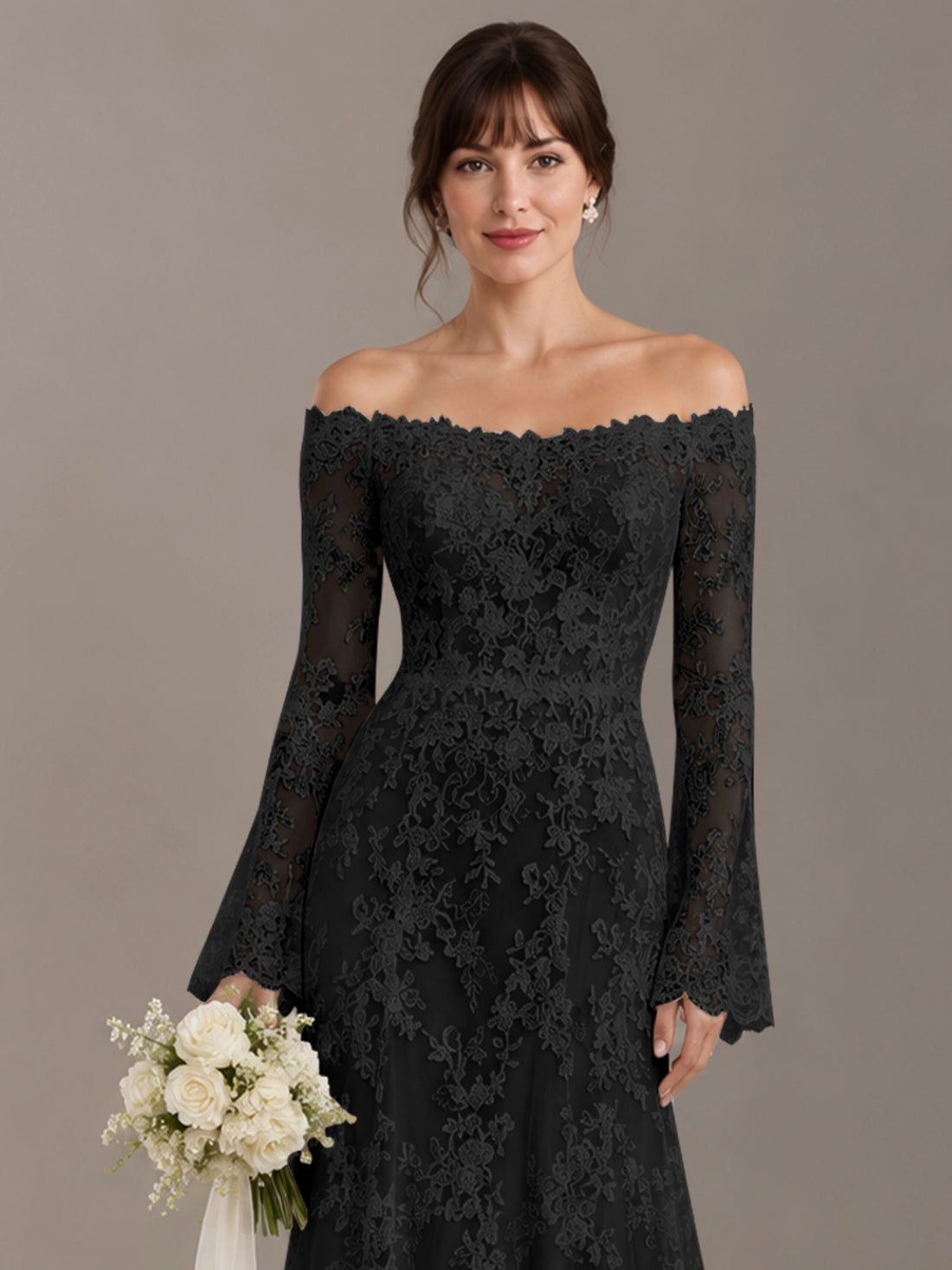 Lace Wedding Dress with Off-the-Shoulder 