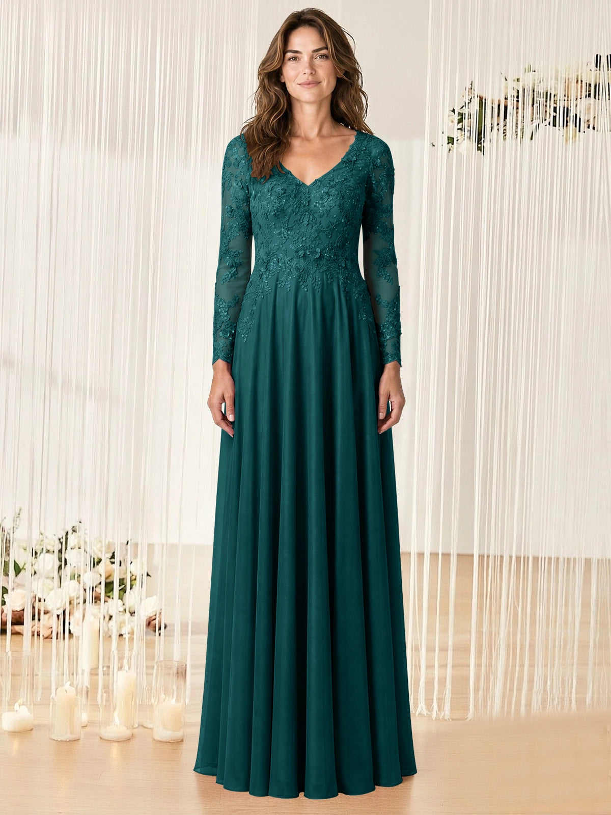 A-line Mother of the Bride Dress with Appliques
