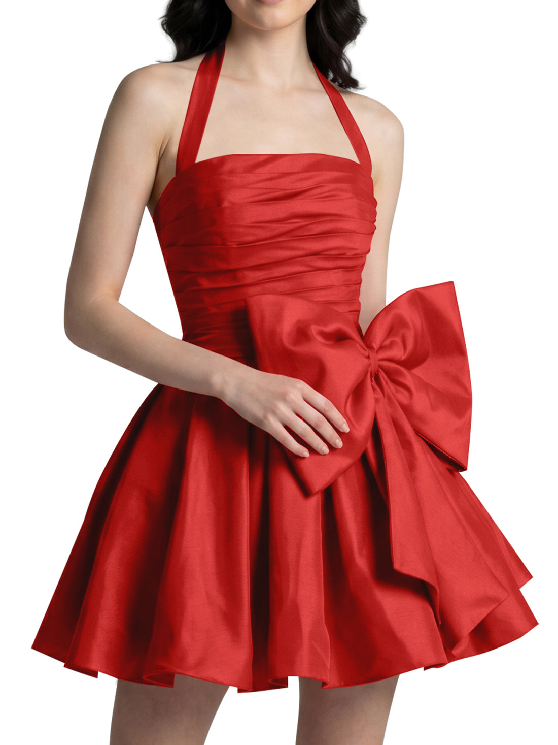 Halter Oversized Bow Mini Dress 