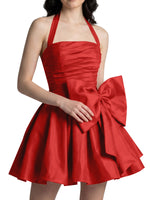 Halter Oversized Bow Mini Dress 