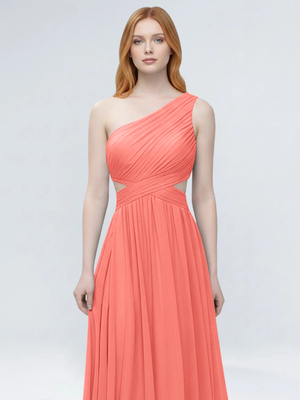 One-Shoulder Side Cut-Out Bridesmaid Dress 
