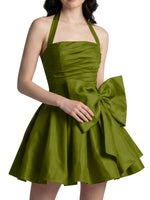 Halter Oversized Bow Mini Dress 