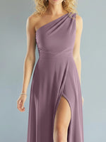 One-Shoulder Bridesmaid Dress with Slit