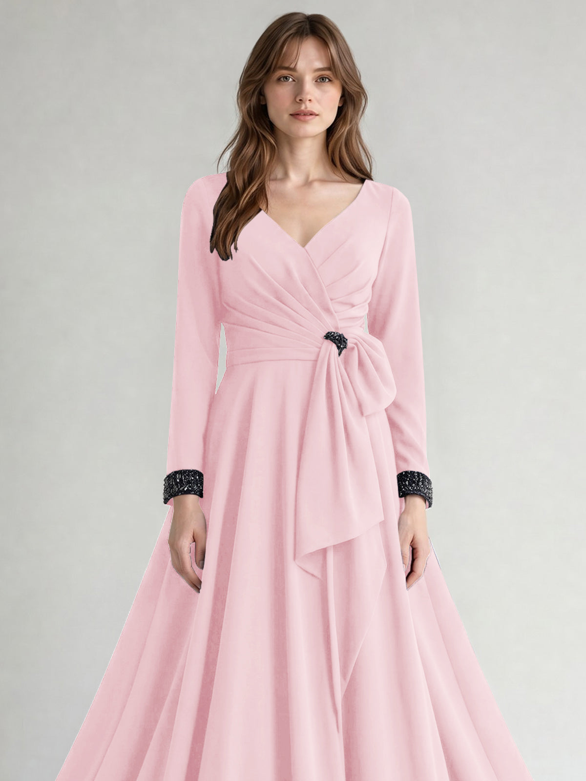 Stretch Satin Mother of the Bride Dress with Crystal