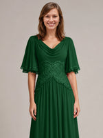 Cowl Neck Mother of the Bride Dress with Applique 