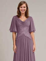 Cowl Neck Mother of the Bride Dress with Applique 