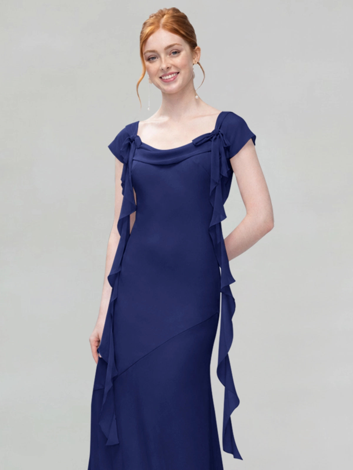 Flowy Ruffle Sheath Bridesmaid Dress 