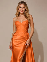 Silk-like Prom Dress with Appliques