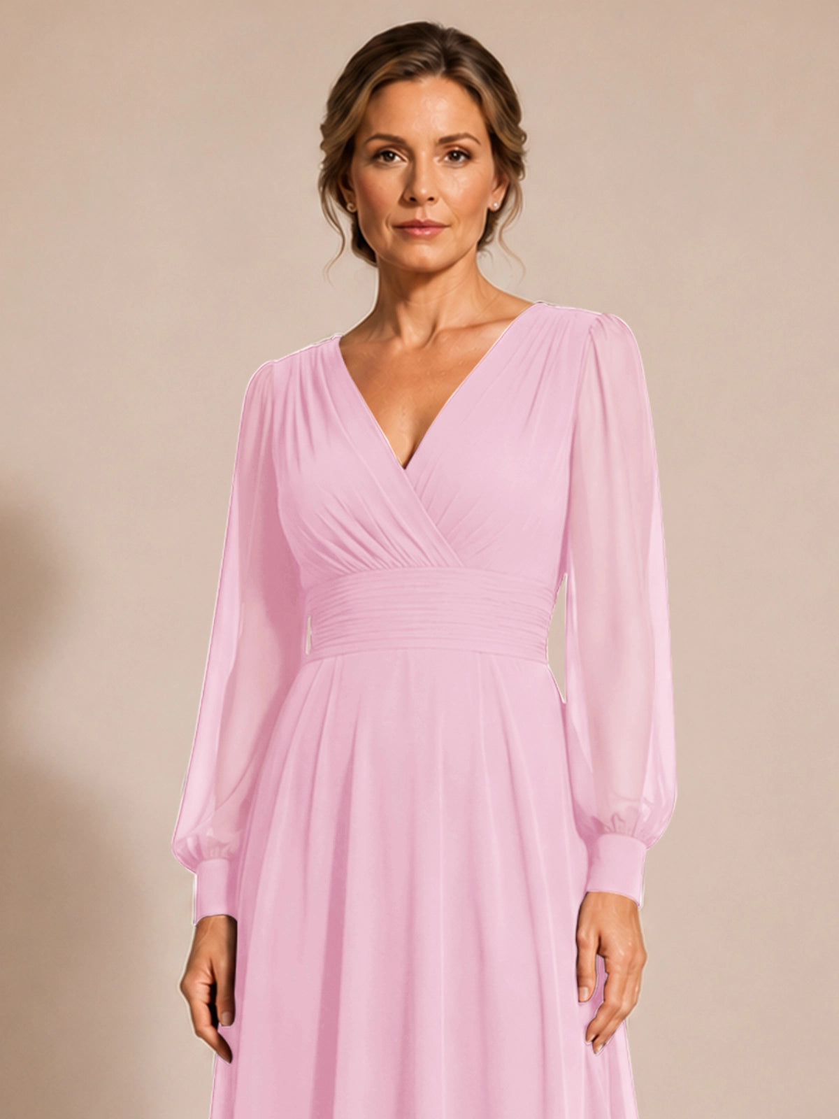 Chiffon Mother of the Bride Dress with Long Sleeves 