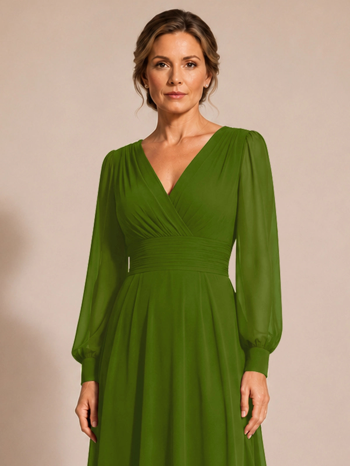 Chiffon Mother of the Bride Dress with Long Sleeves 
