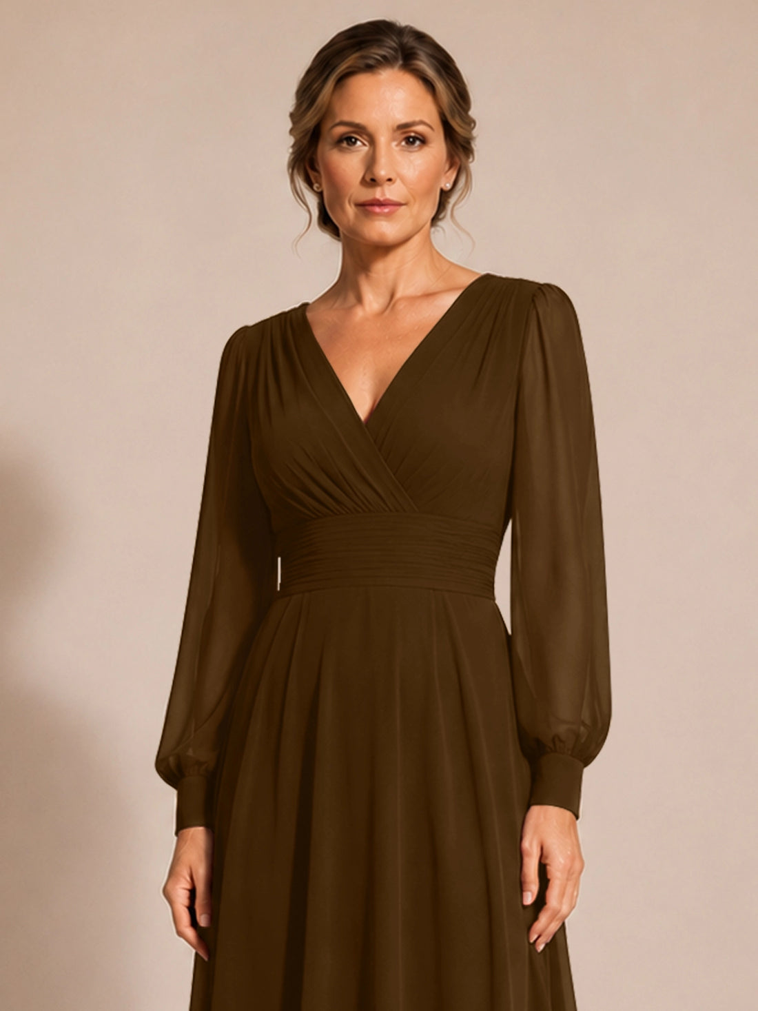 Chiffon Mother of the Bride Dress with Long Sleeves 