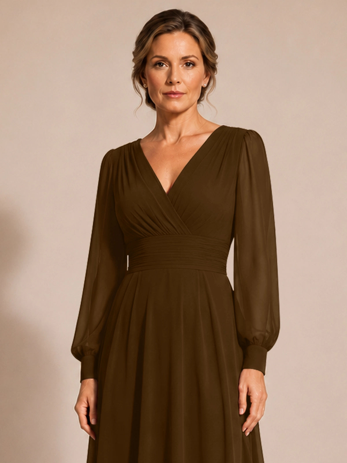 Chiffon Mother of the Bride Dress with Long Sleeves 