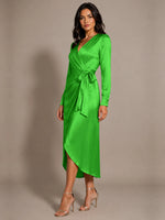 Silk-like Mother of the Bride Dress with Self-Tie Sash 