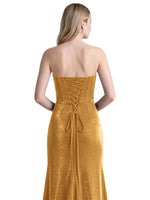 Velvet Prom Dress with Beaded Applique 