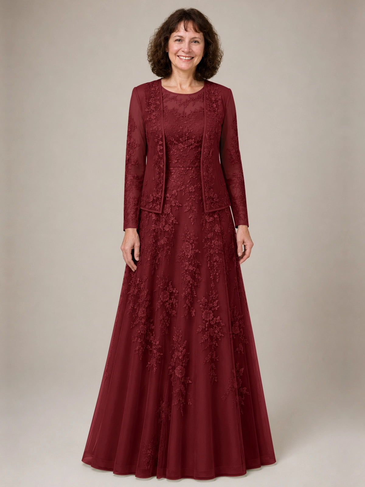 A-line Mother of the Bride Dress with Lace 