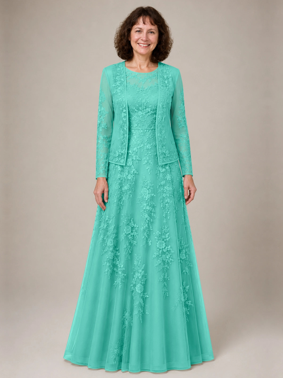 A-line Mother of the Bride Dress with Lace 