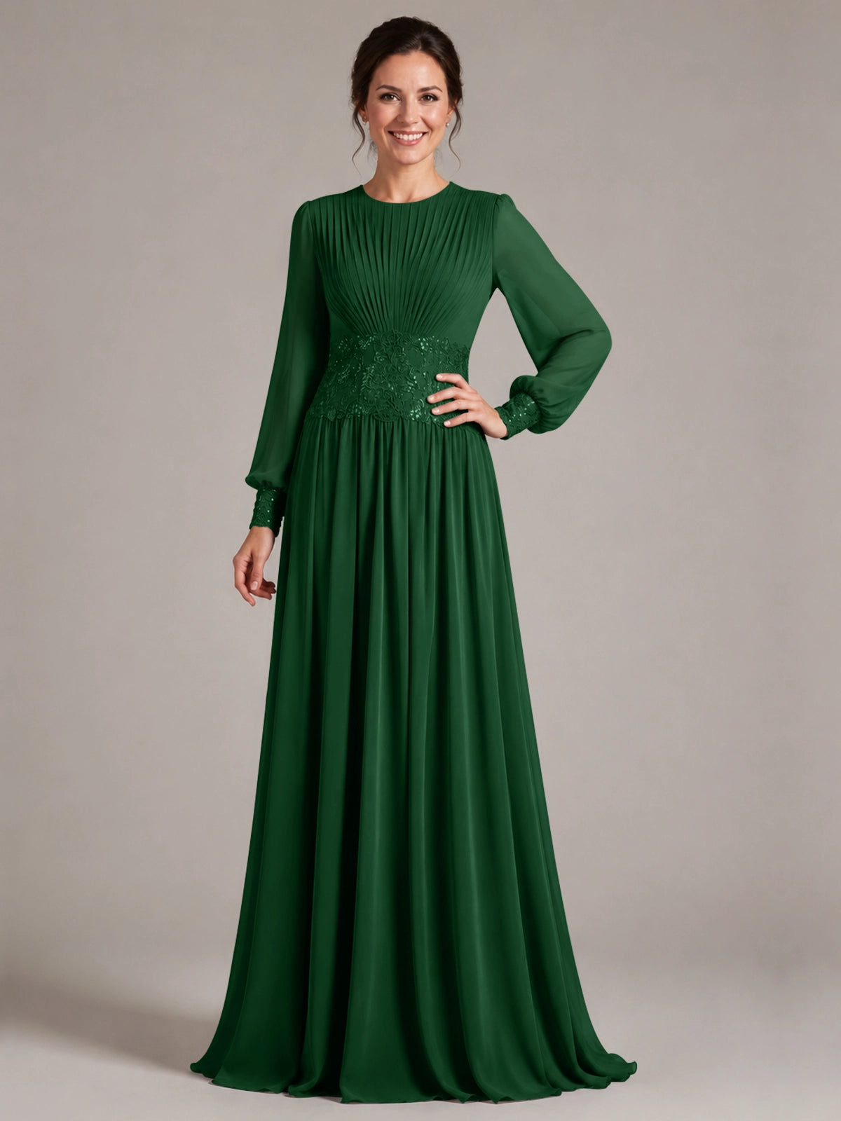 Chiffon Mother of the Bride Dress with Jewel Neckline 