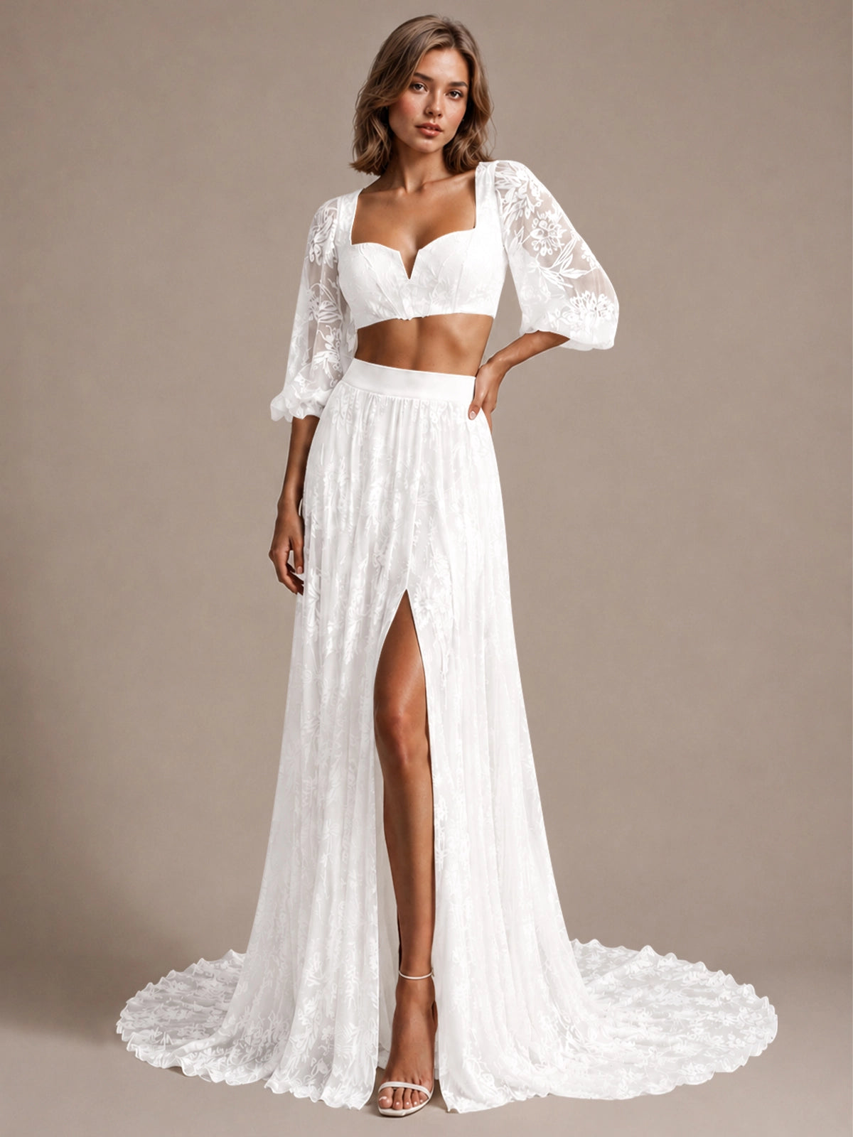 Lace Wedding Dress with Slit 
