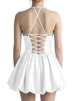 Beading Bubble Hem Mini Dress 