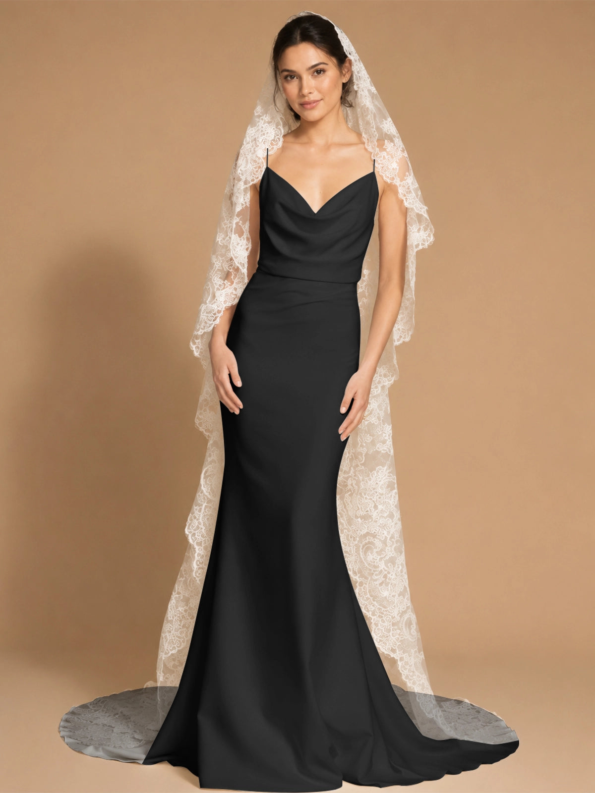 Mermaid Wedding Dress with Cowl Neck 