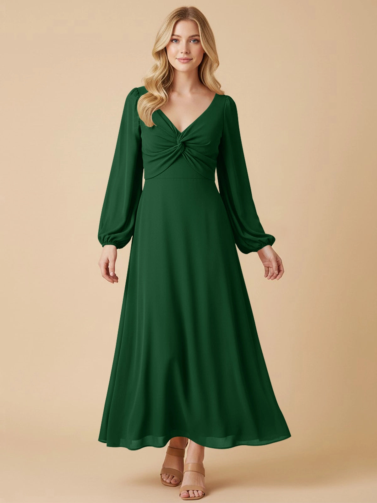 A-line Bridesmaid Dress with Long Sleeves 