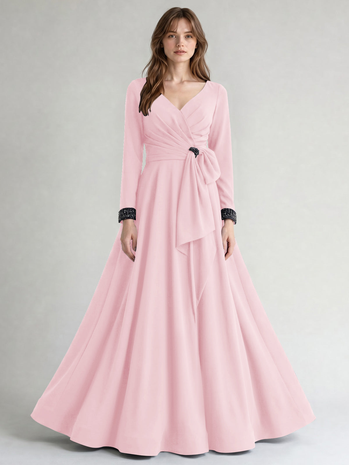 Stretch Satin Mother of the Bride Dress with Crystal