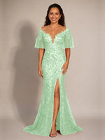 Mermaid Mother of the Bride Dress with V-neck 