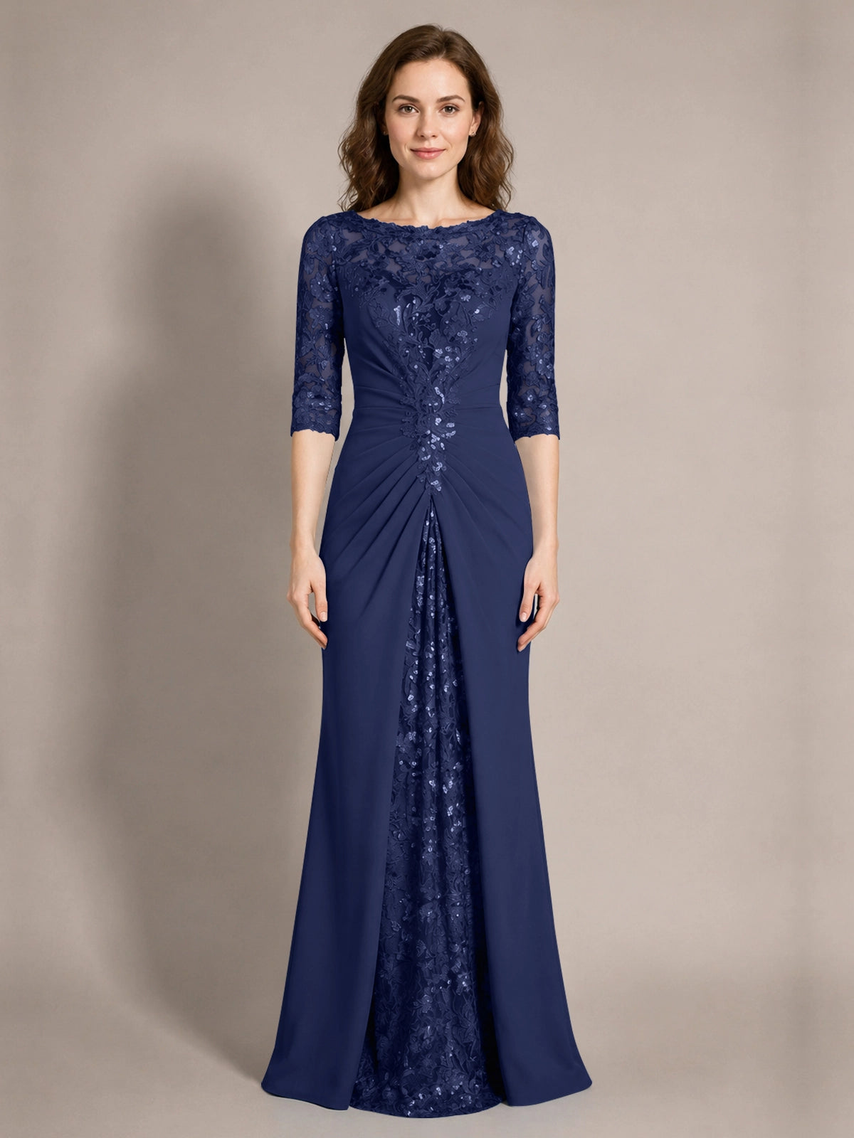 Lace Mother of the Bride Dress with Applique 