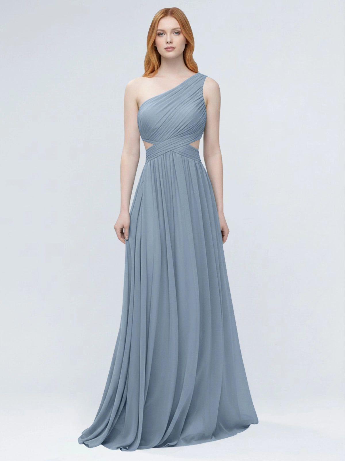 One-Shoulder Side Cut-Out Bridesmaid Dress 