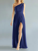 One-Shoulder Bridesmaid Dress with Slit