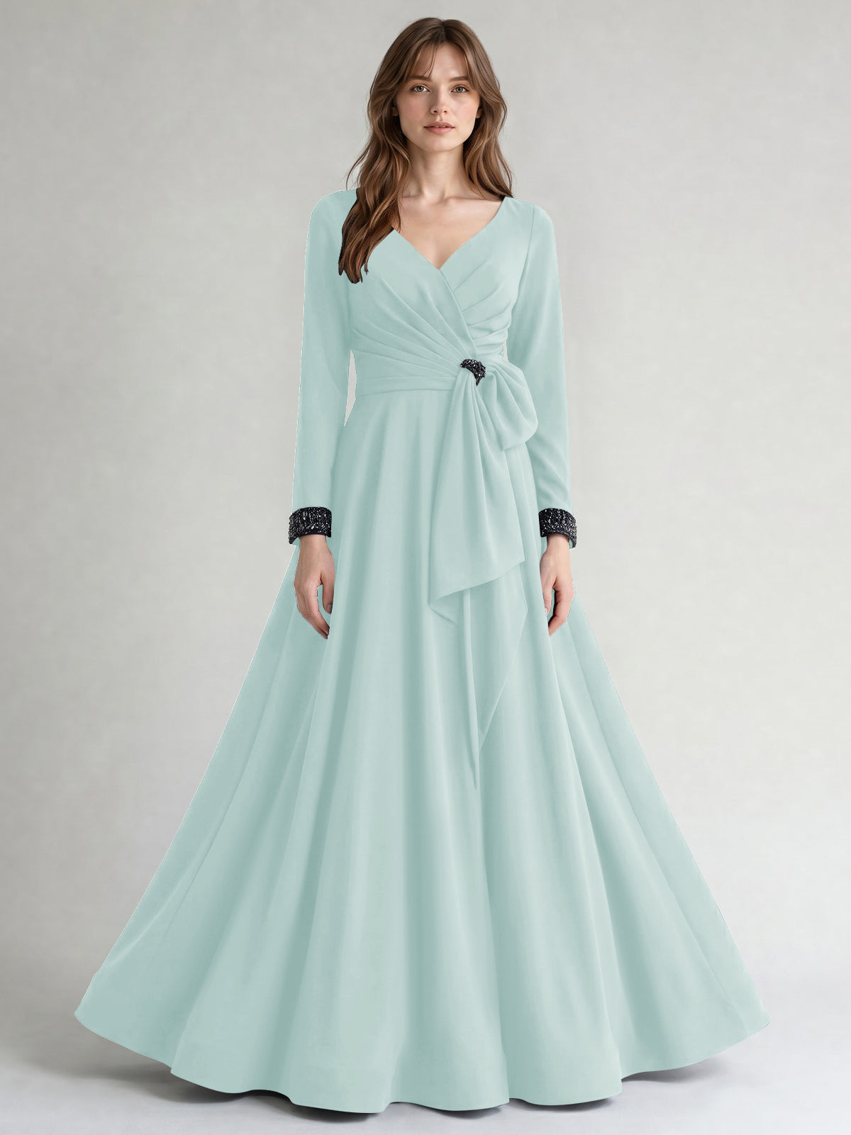 Stretch Satin Mother of the Bride Dress with Crystal